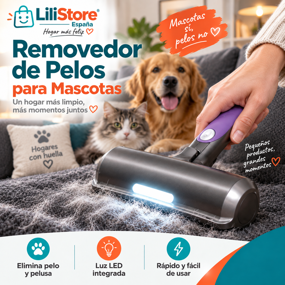 RODILLO QUITAPELOS COM LUZ LED