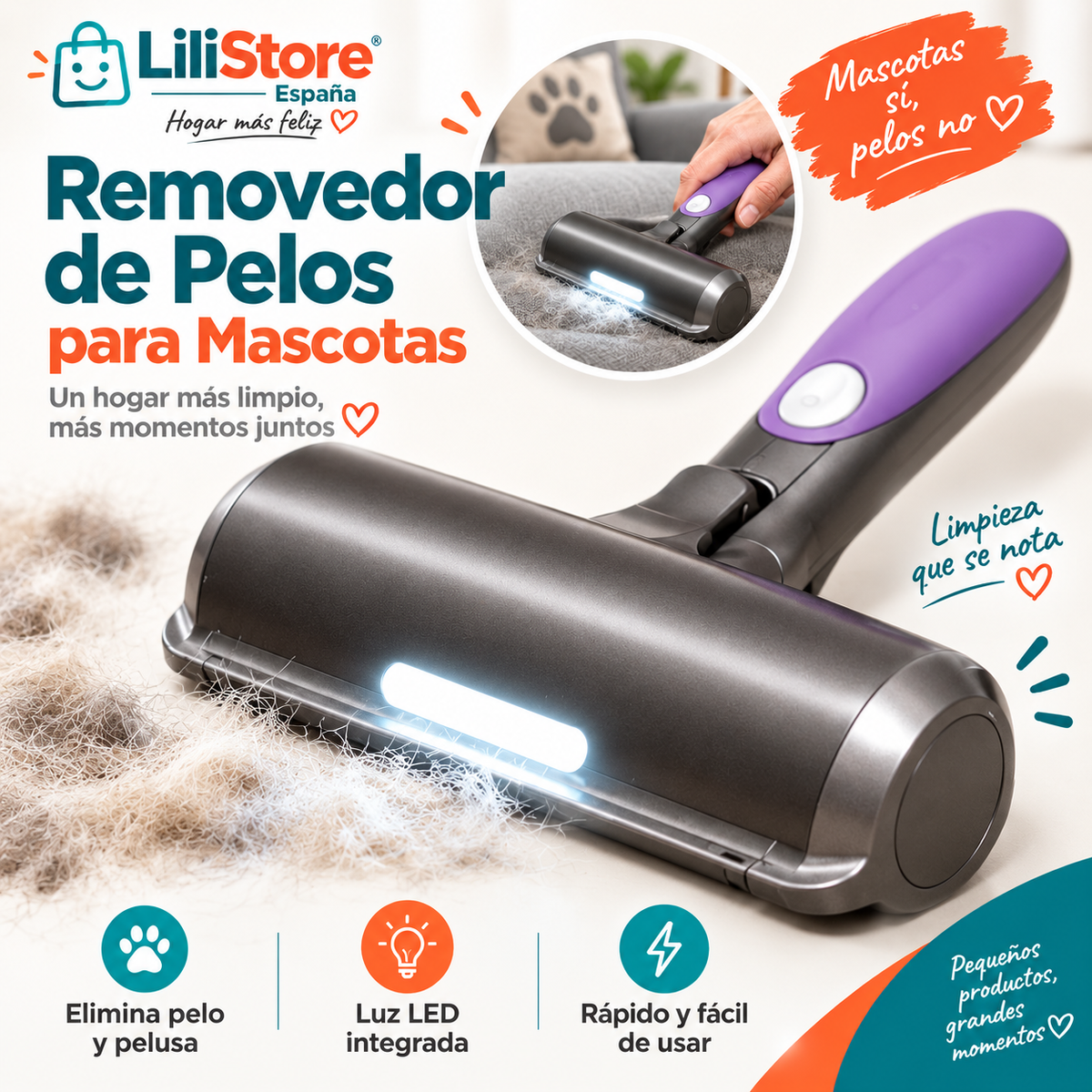 RODILLO QUITAPELOS COM LUZ LED
