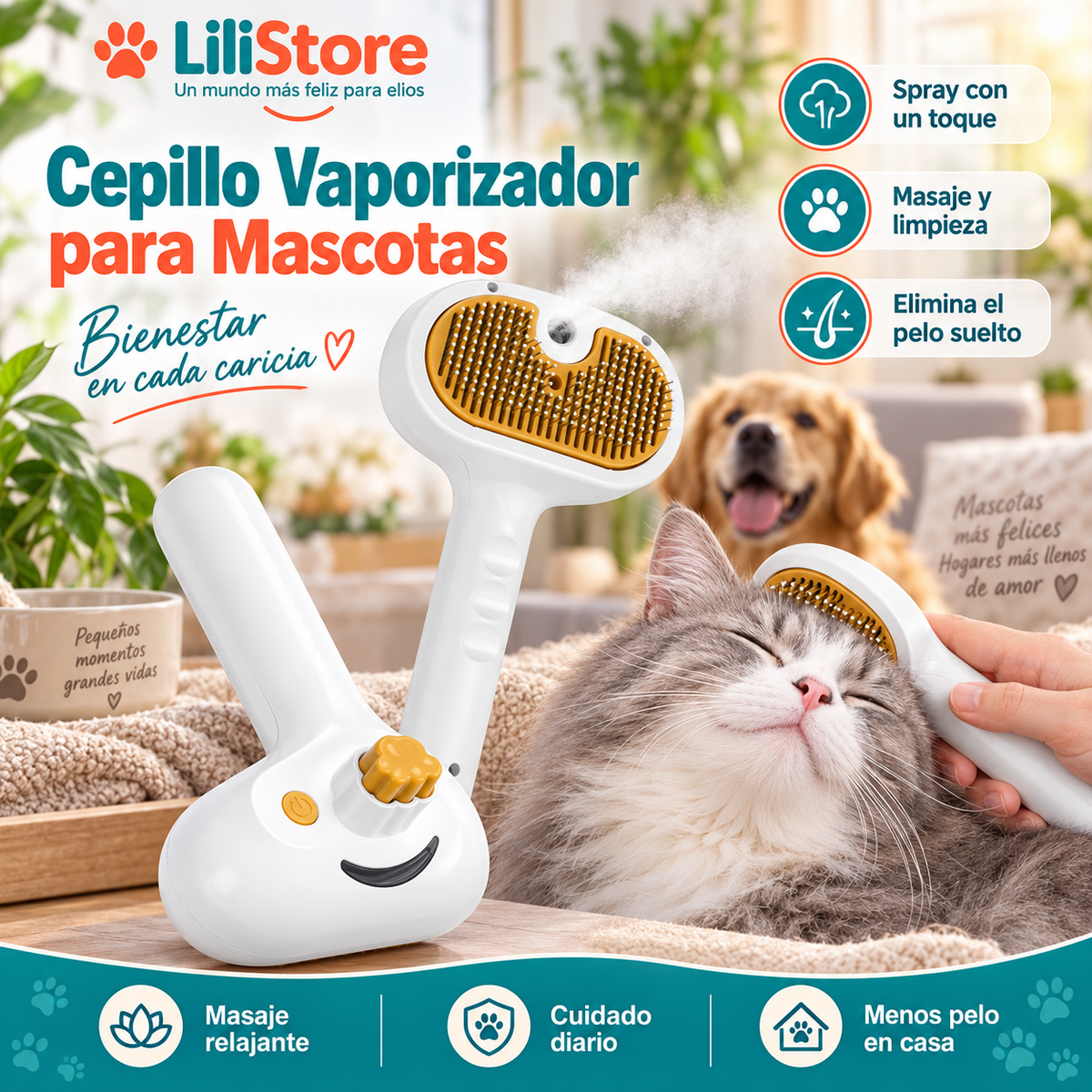 CEPILLO DE VAPOR PARA MASCOTAS