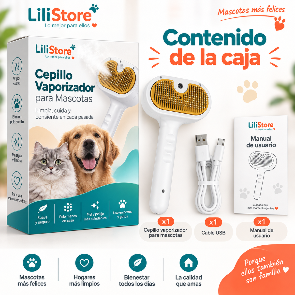 CEPILLO DE VAPOR PARA MASCOTAS