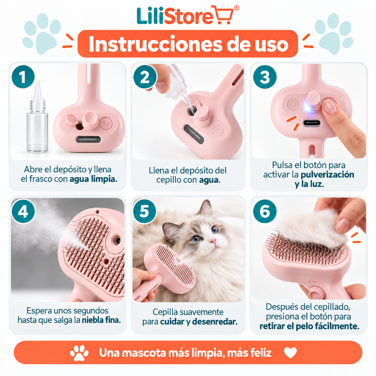 CEPILLO DE VAPOR PARA MASCOTAS