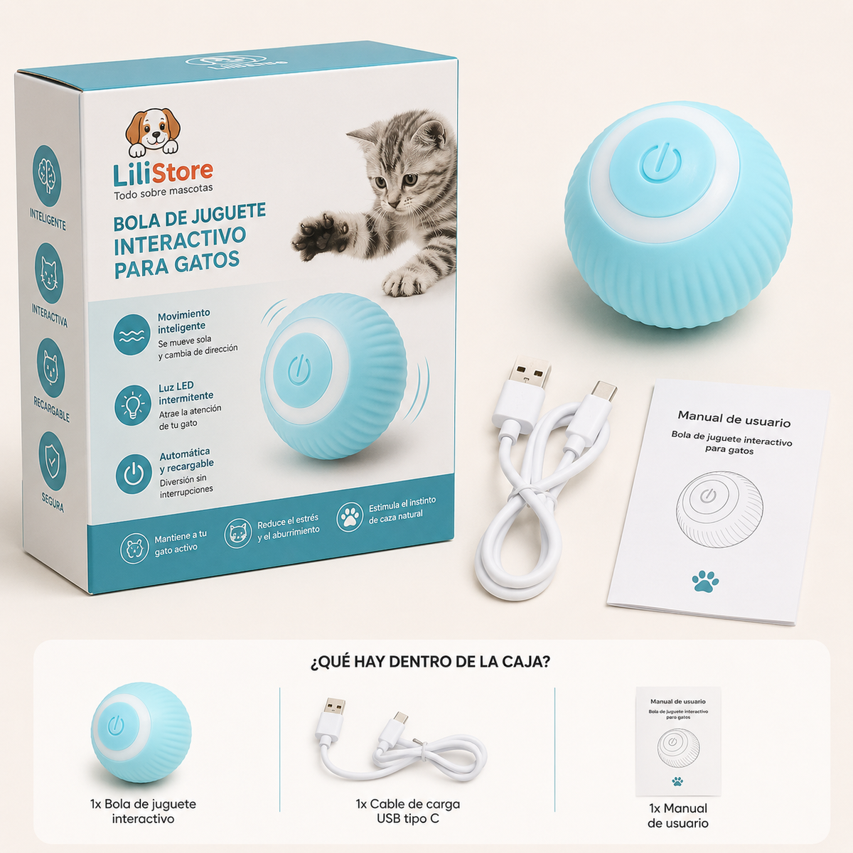 BOLA DE JUGUETE INTERACTIVO PARA GATOS