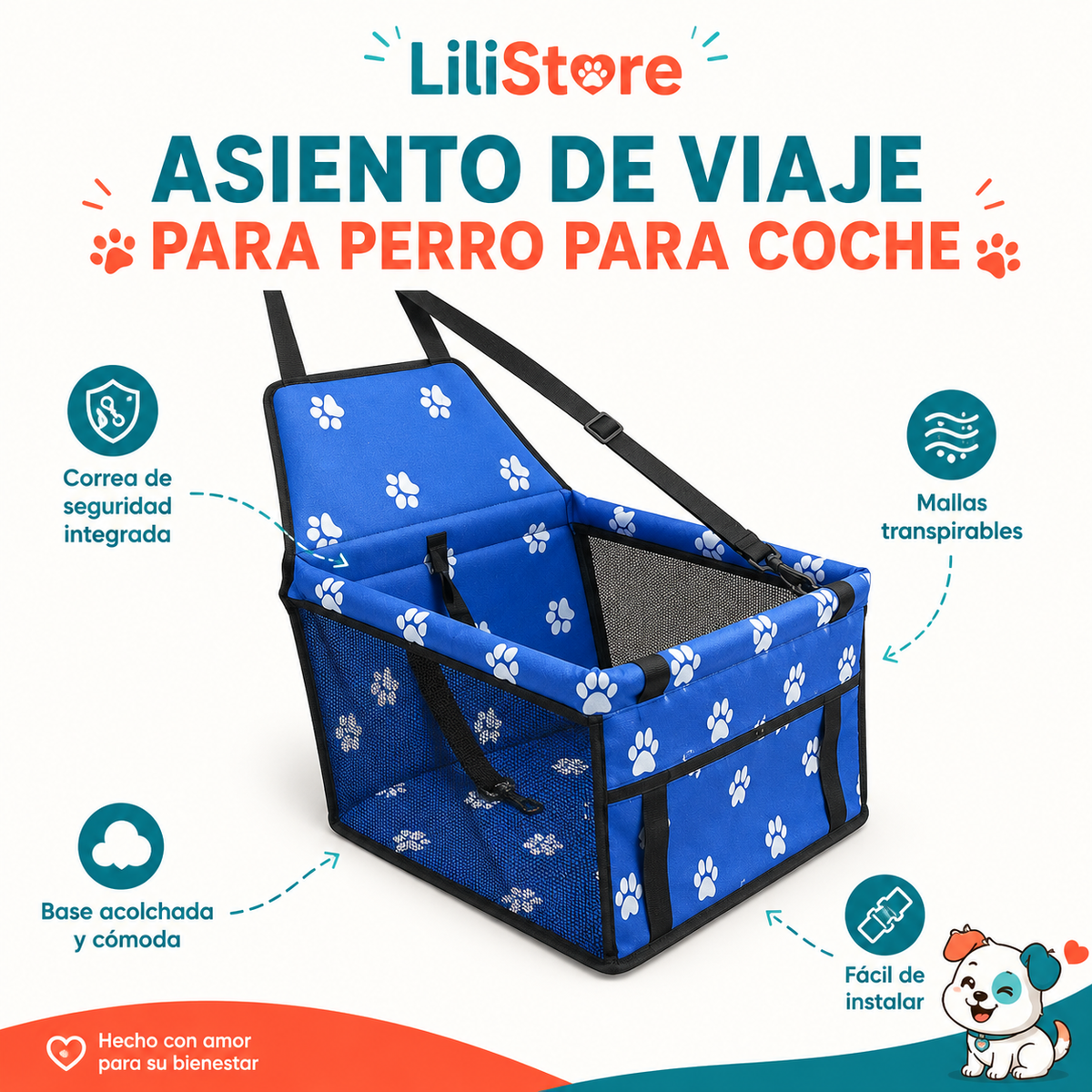 ASIENTO DE VIAJE DE PERRO PARA COCHE