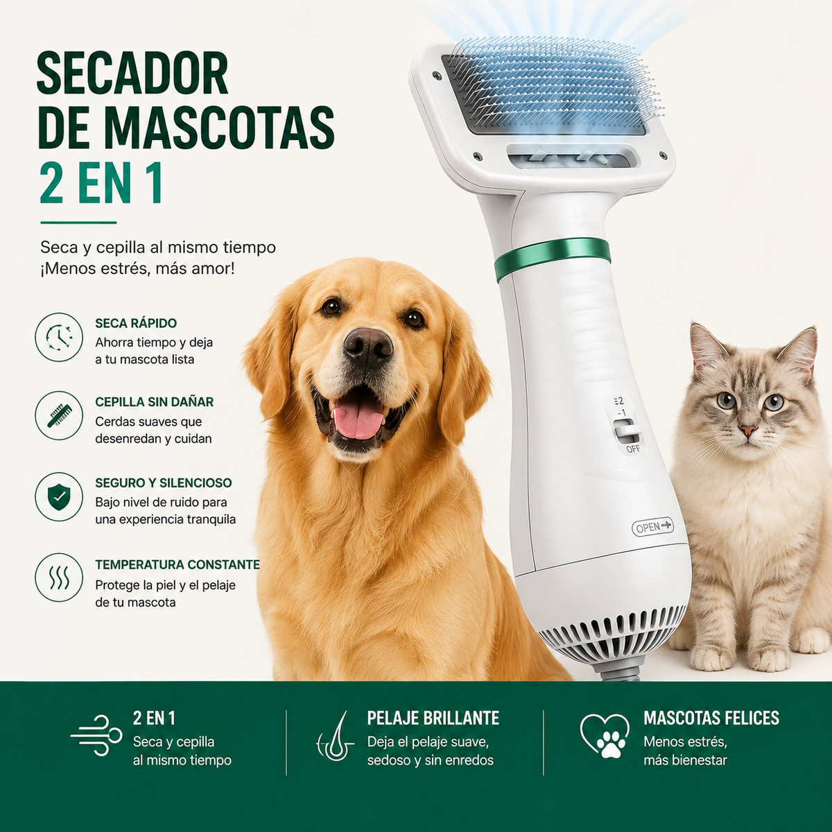 SECADOR DE MASCOTAS 2 EN 1