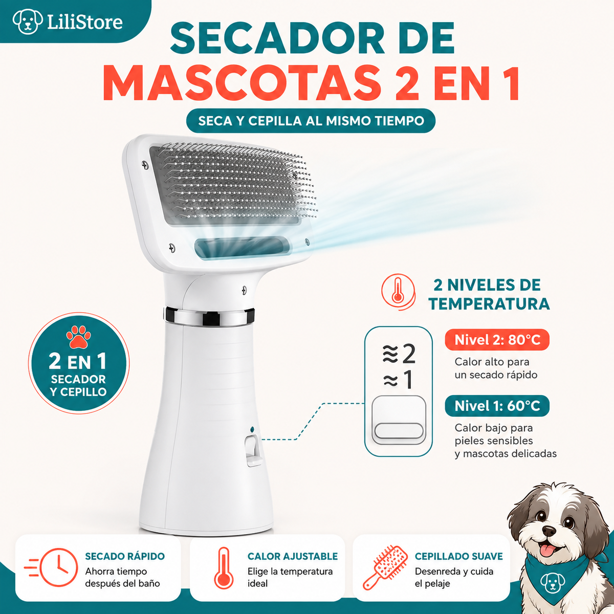 SECADOR DE MASCOTAS 2 EN 1