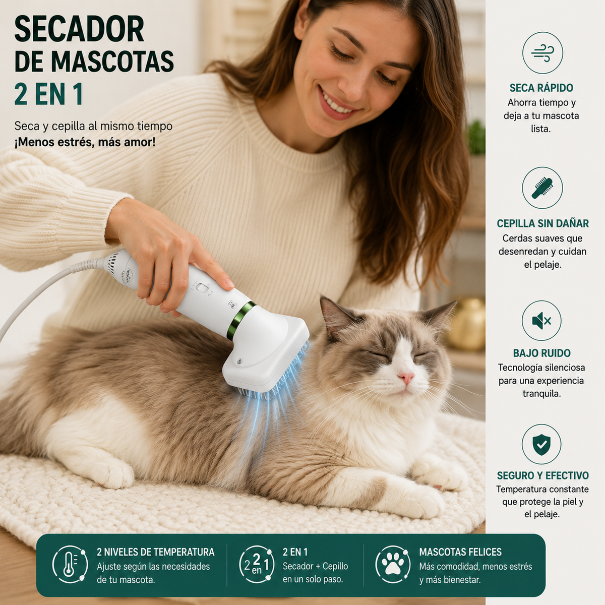 SECADOR DE MASCOTAS 2 EN 1