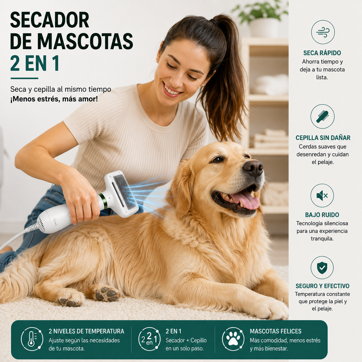 SECADOR DE MASCOTAS 2 EN 1