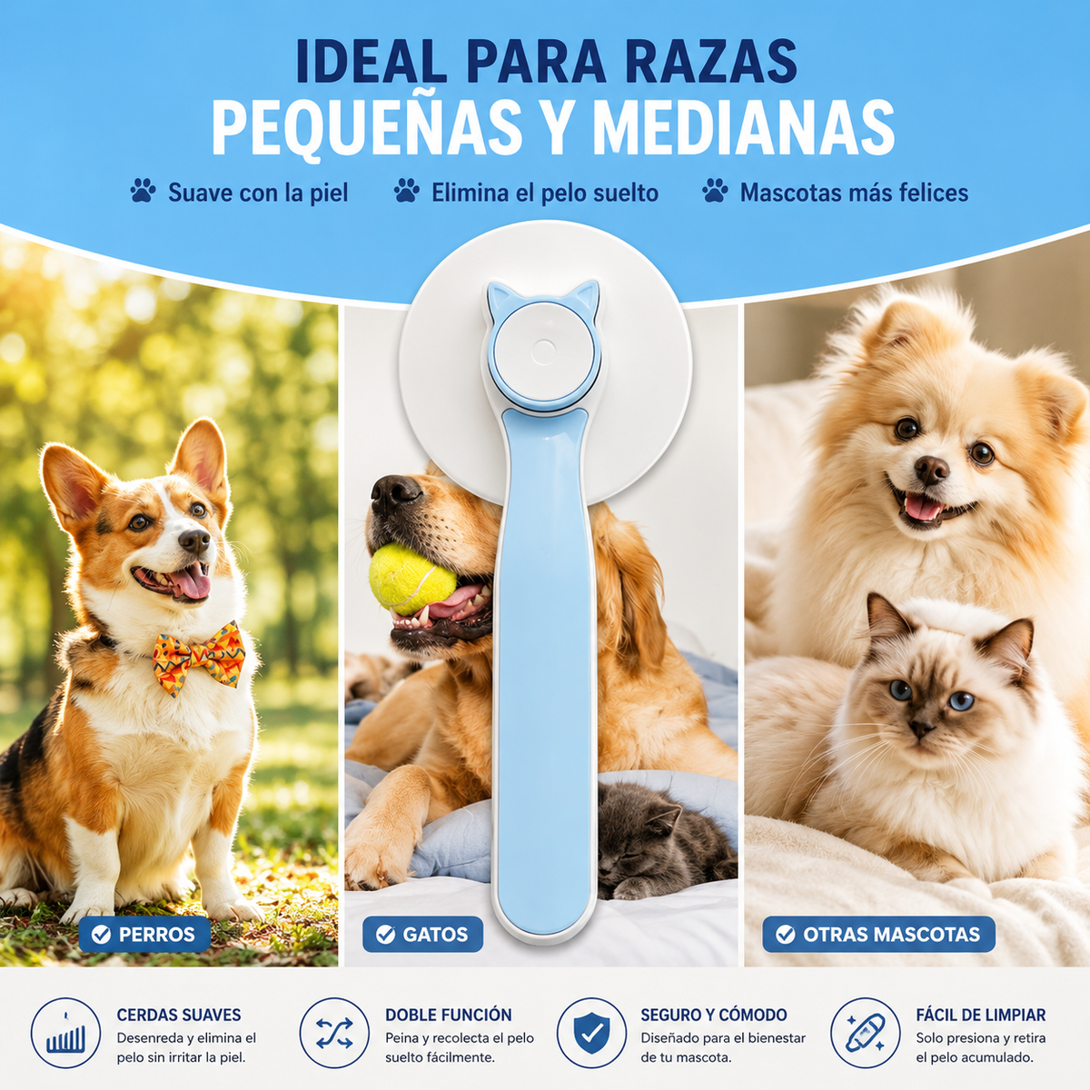 CEPILLO PARA MASCOTA 2 EN 1